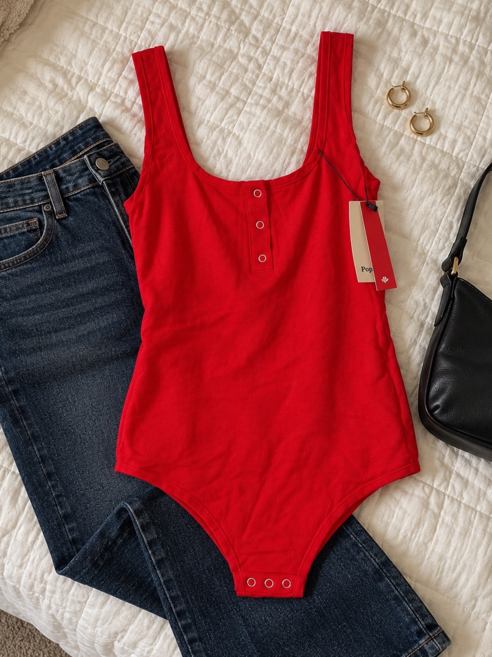 Popilush Red Henley Thong Shapewear Bodysuit XL XXL NWT